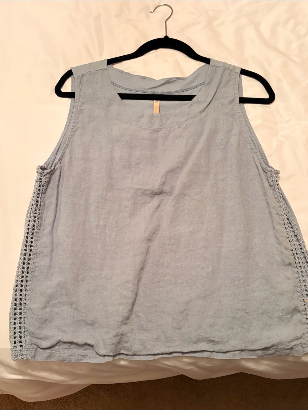 XCVI Light Blue Crochet-Trim Tank